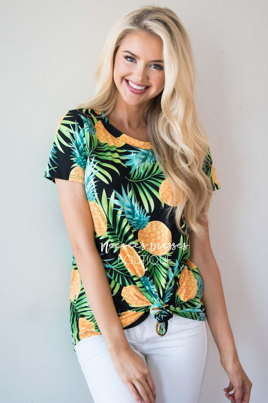 Tropical Vibes Only Pineapple Top Modest Dresses vendor-unknown 