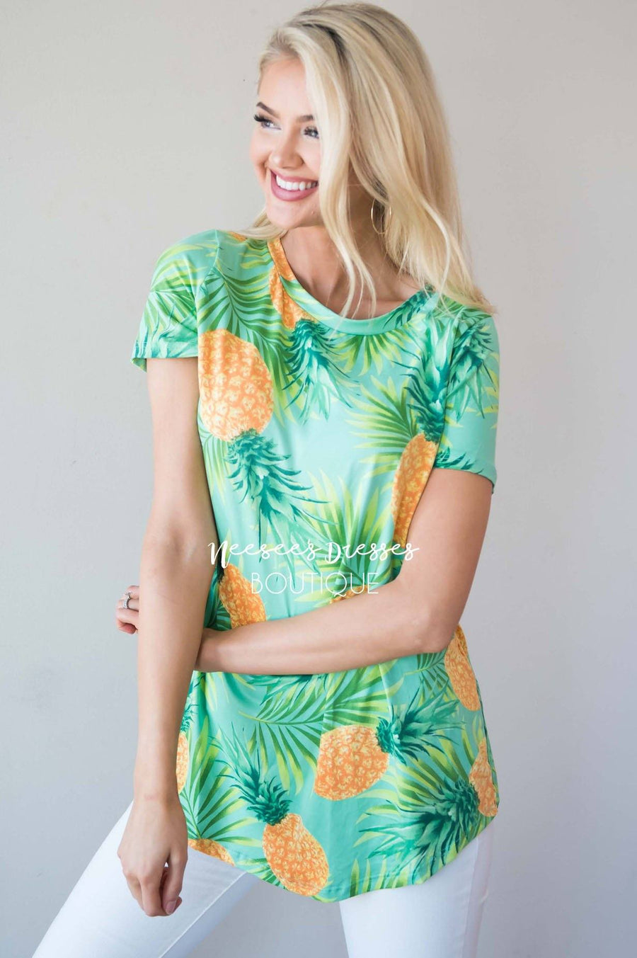 Tropical Vibes Only Pineapple Top Modest Dresses vendor-unknown 