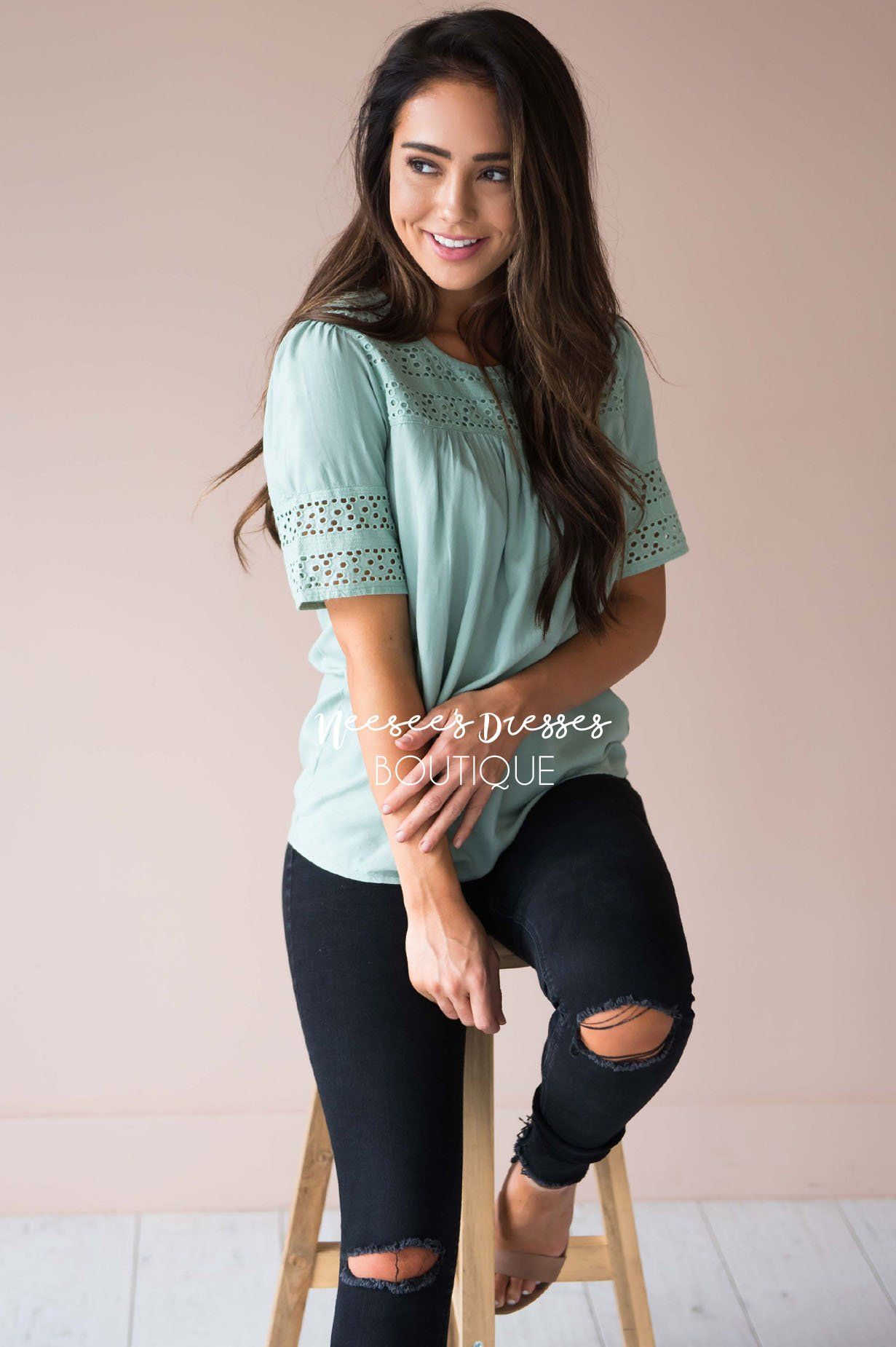 Sage Cutout Modest Top | Best and Affordable Modest Boutique | Cute ...