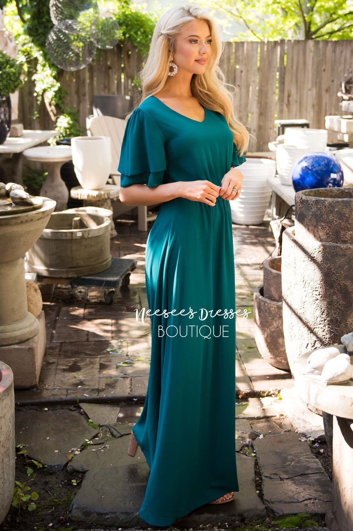 Teal Chiffon Dress