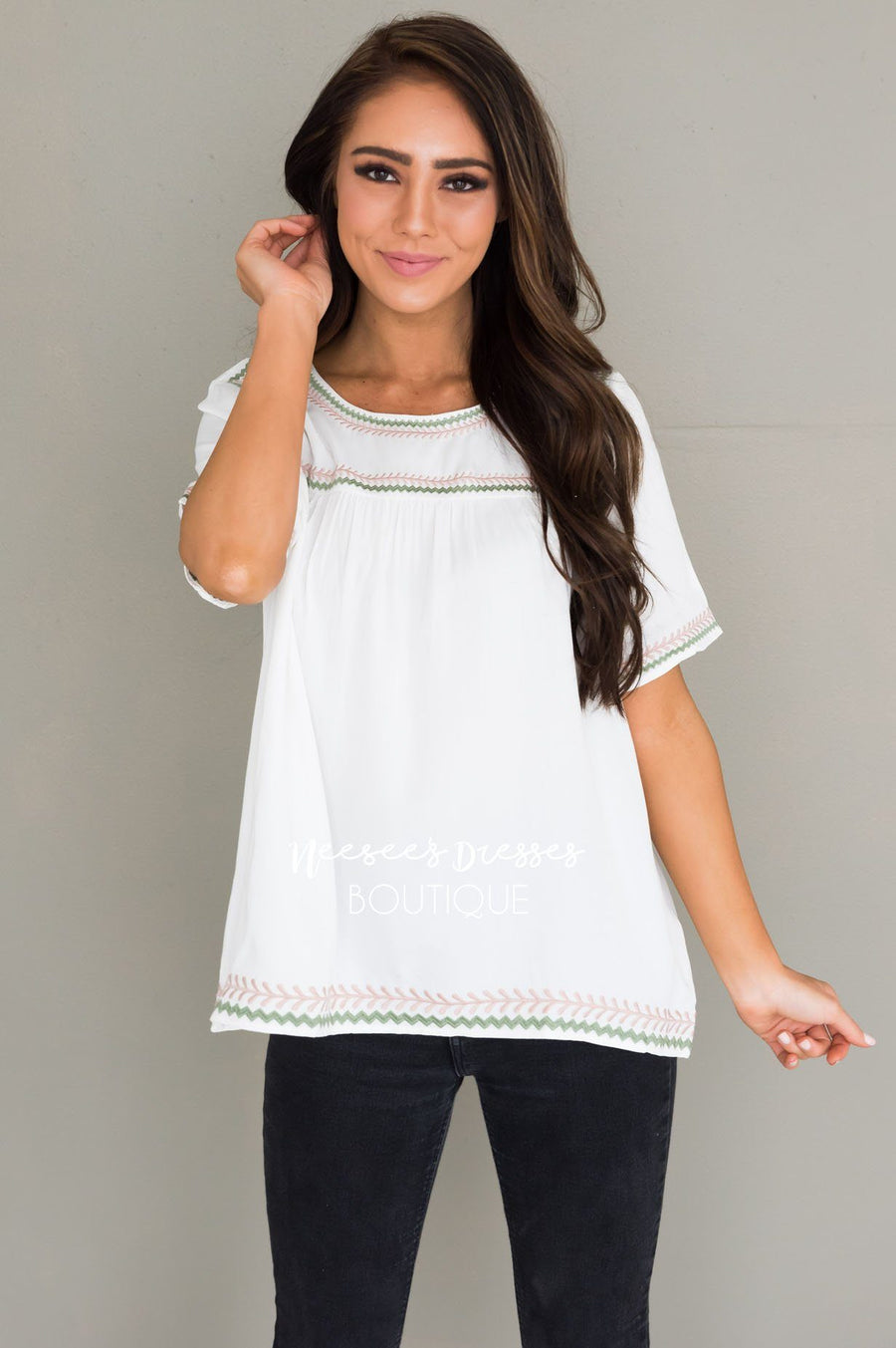 Always Charming Modest Blouse Tops vendor-unknown 