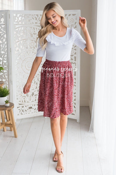 Red Rust Paisley Modest Skirt | Best and Affordable Modest