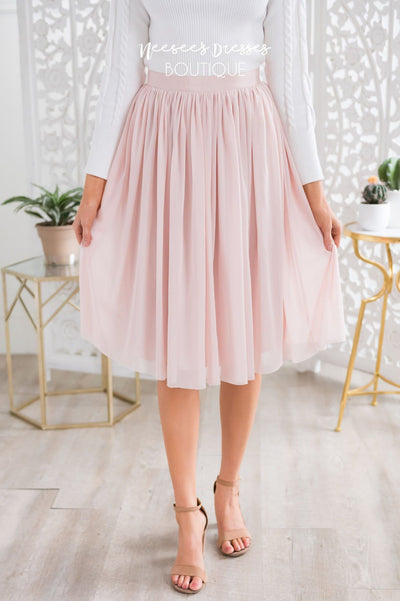Dusty Antique Pink Mesh Skirt Modest Skirt