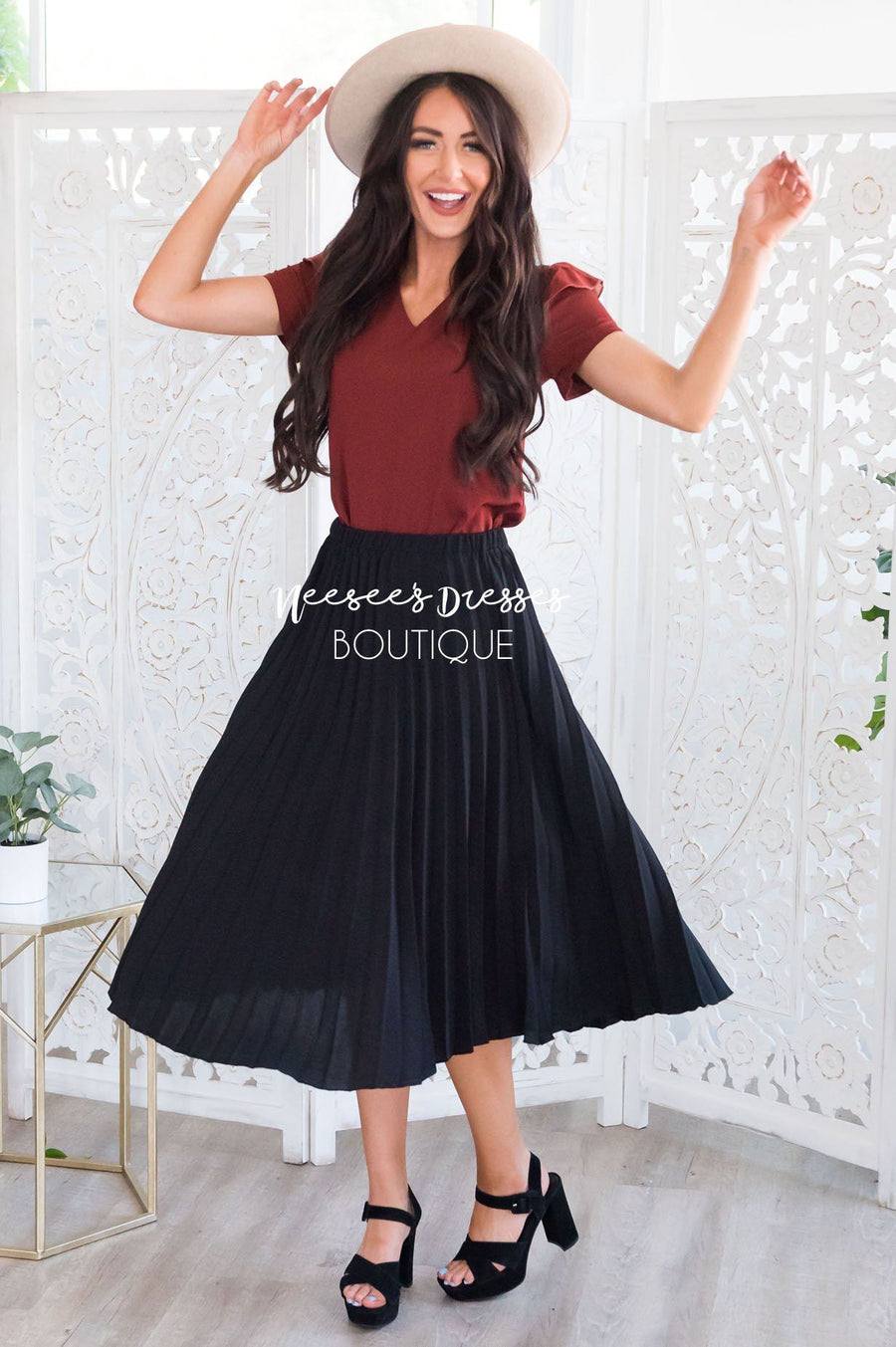 What A Darling Modest Pleat Skirt Modest Dresses vendor-unknown 