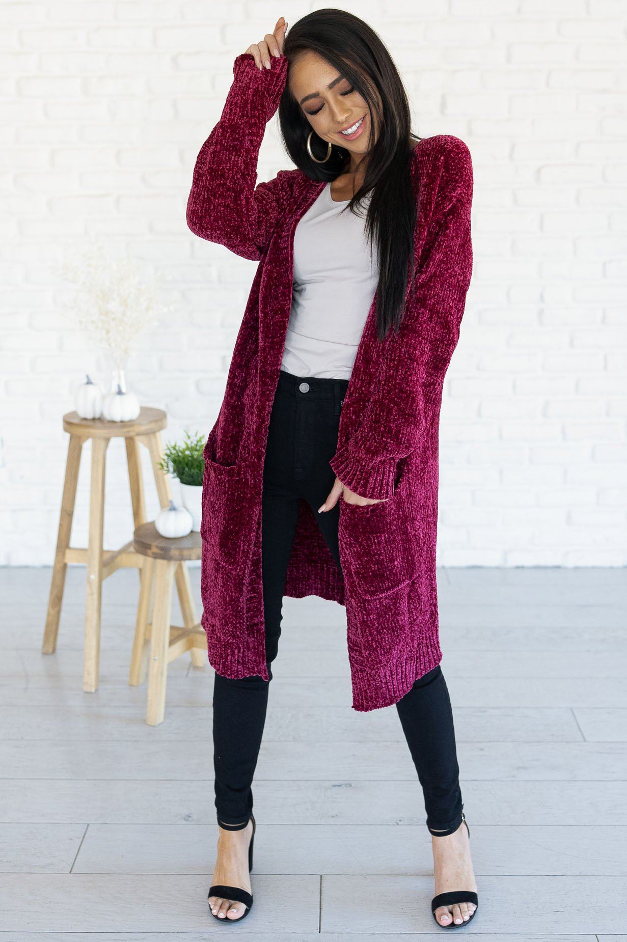 Longline on sale chenille cardigan