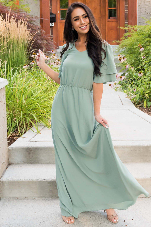 The Chloe Textured Modest Maxi Dress