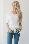 Embroidered Peplum Ruffle Sleeve Top Tops vendor-unknown S Ivory