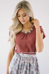 Burnt Mauve Chiffon Top Tops vendor-unknown