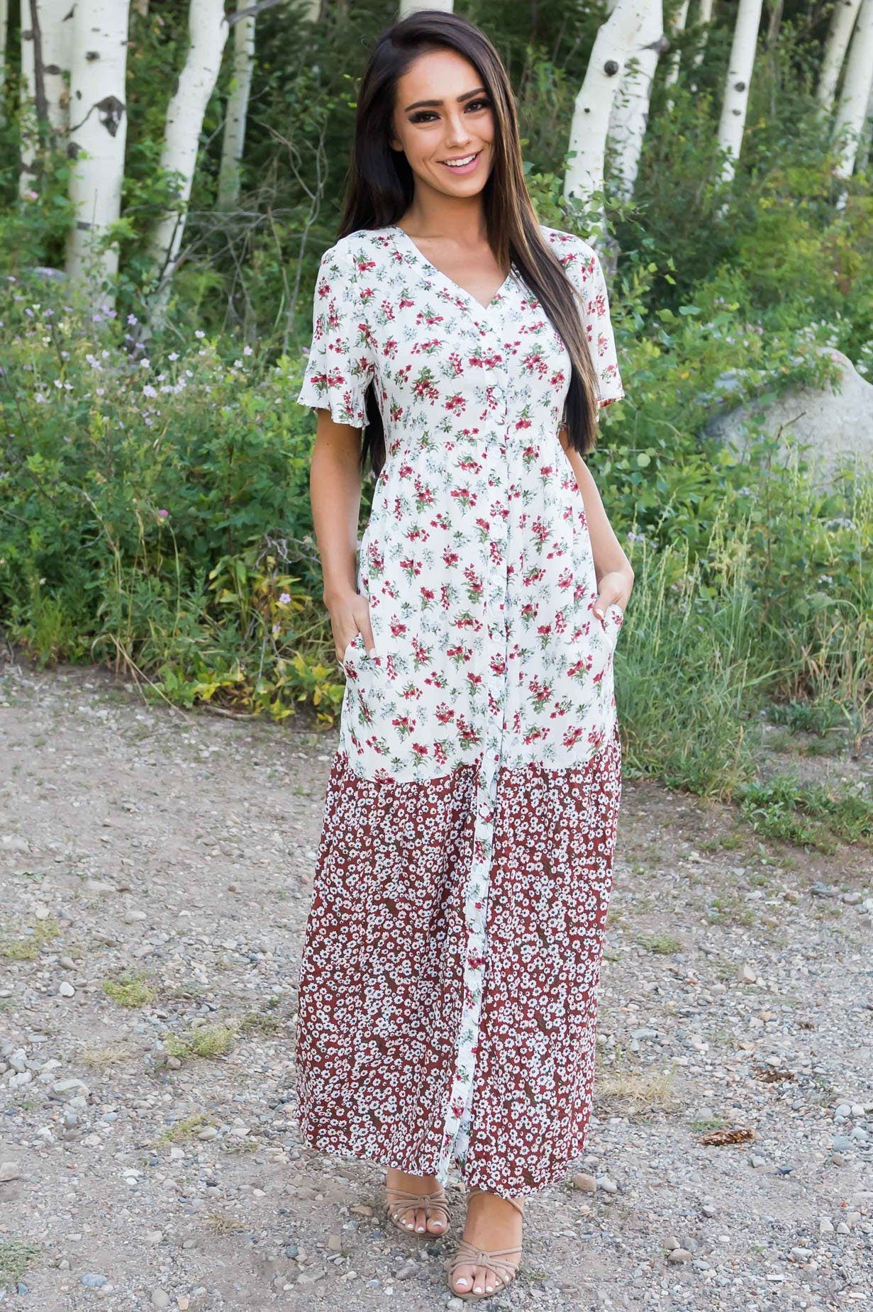 The Gladys Modest Floral Maxi Dress - NeeSee's Dresses