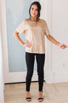 Love Actually Modest Sequin Blouse Tops vendor-unknown