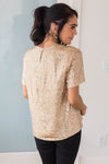 Love Actually Modest Sequin Blouse Tops vendor-unknown