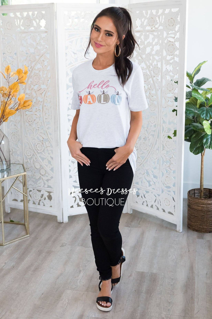 Hello Fall Modest Tee Modest Dresses vendor-unknown 