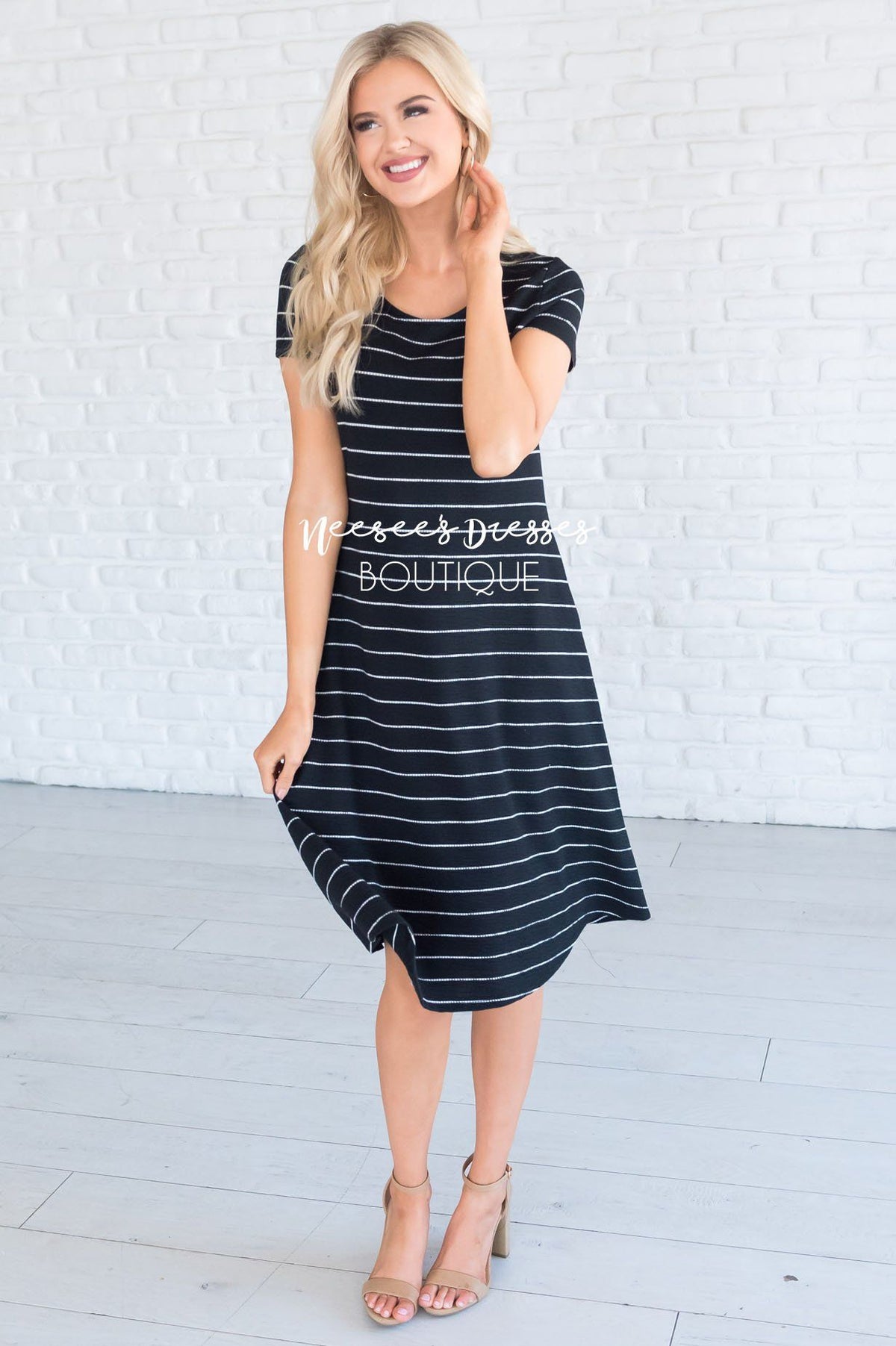 Black and White Striped Modest Dress | Best and Affordable Modest ...