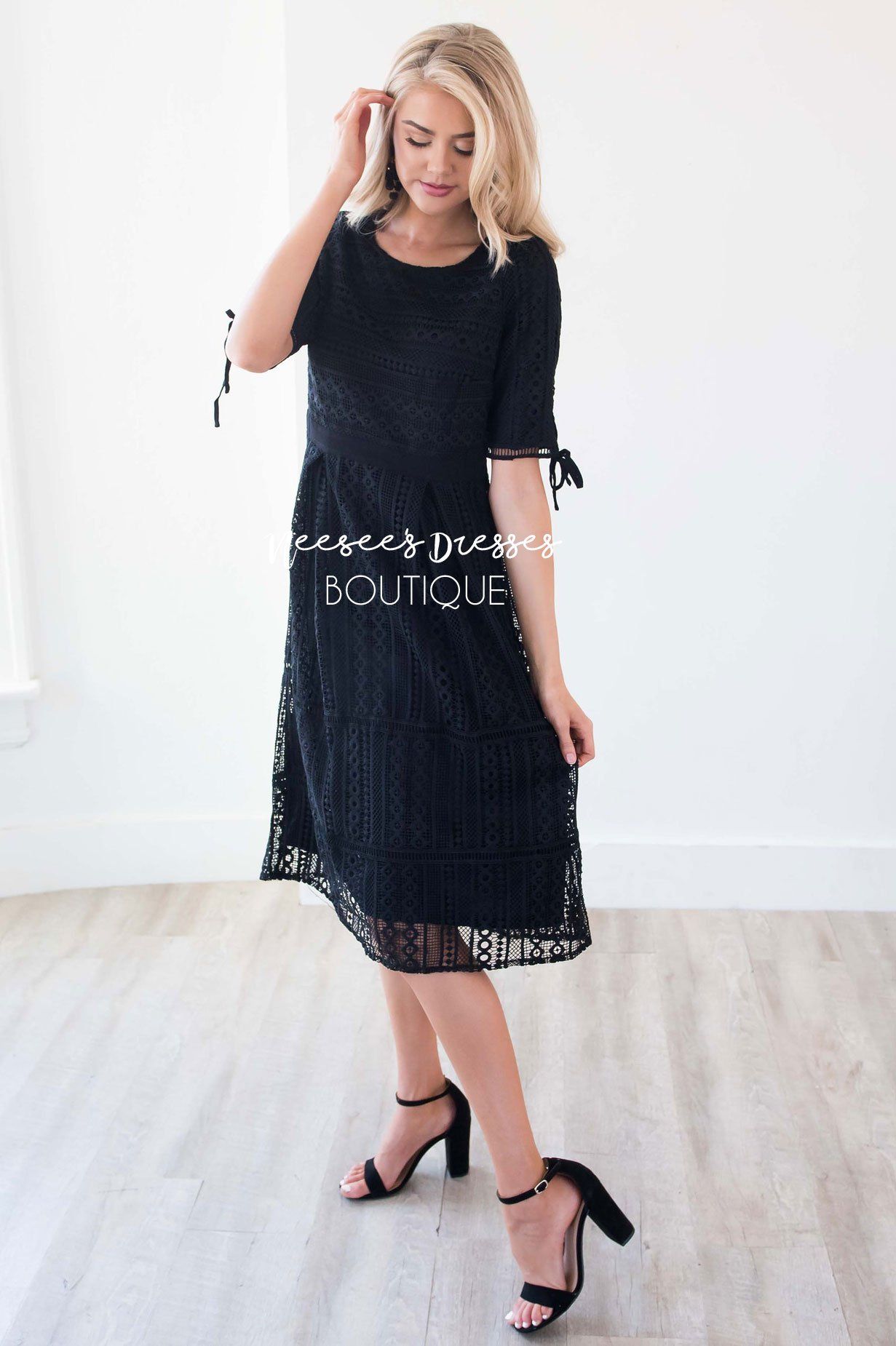 Black Lace Modest Dress | Affordable Modest Dresses