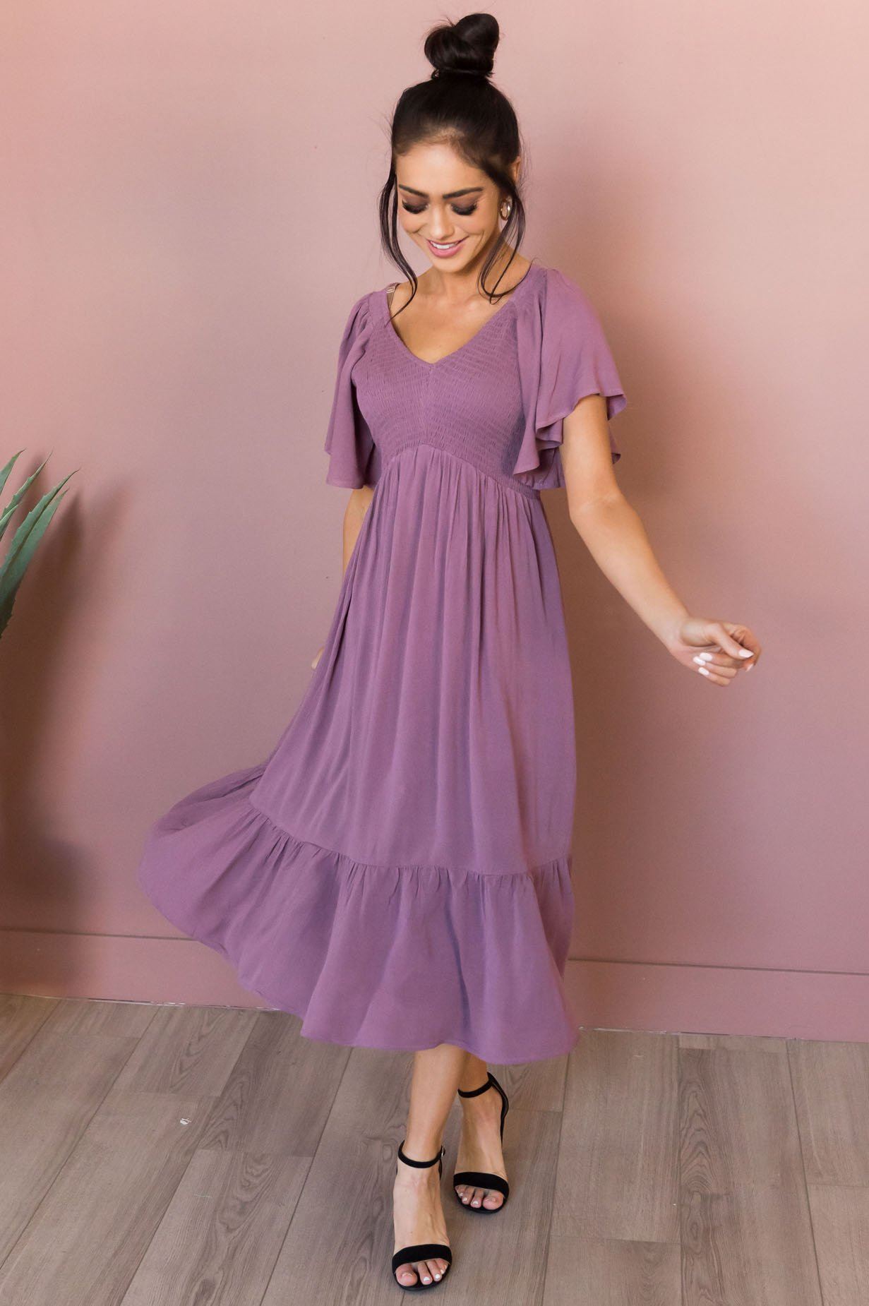 The Arissa Modest Tea Length Dress