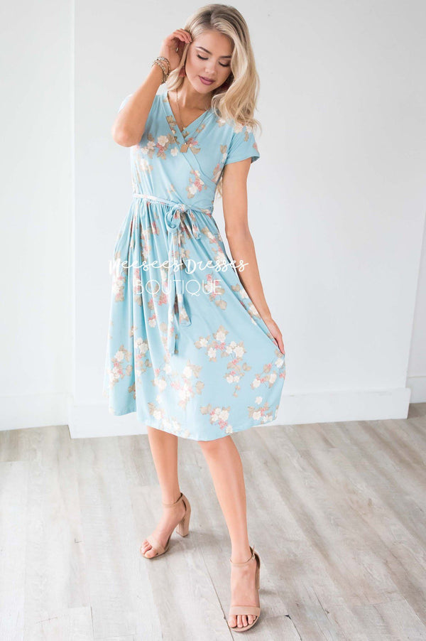 Dusty Blue Floral Modest Nursing Dress | Cute Modest Dresses