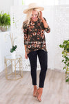 Floral Side Modest Twist Top Modest Dresses vendor-unknown