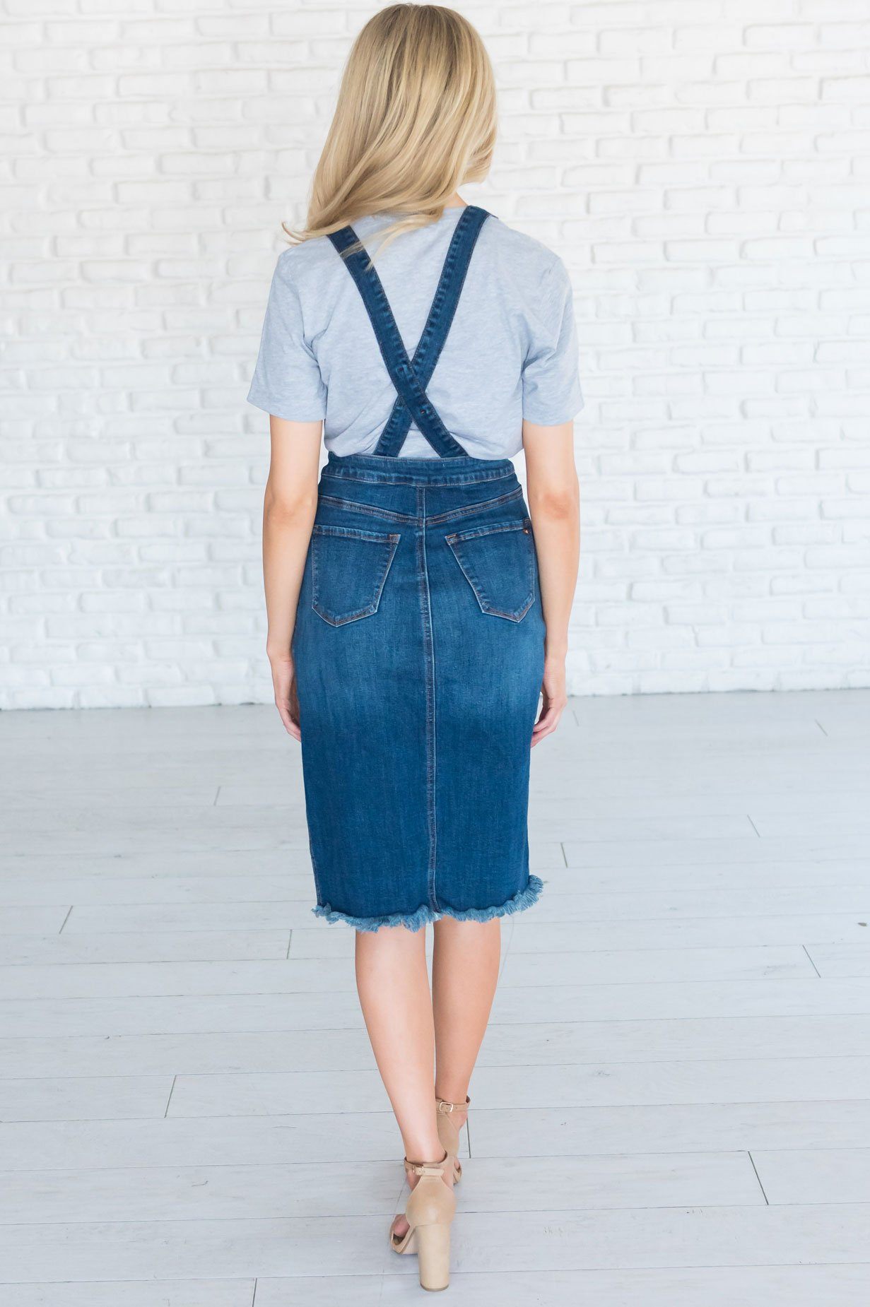 Modest denim hotsell overall dress