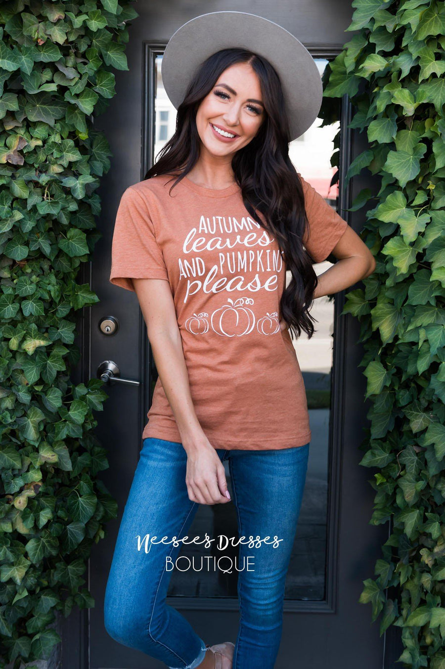 Autumn Leaves & Pumpkins Please Modest Tee Modest Dresses vendor-unknown 