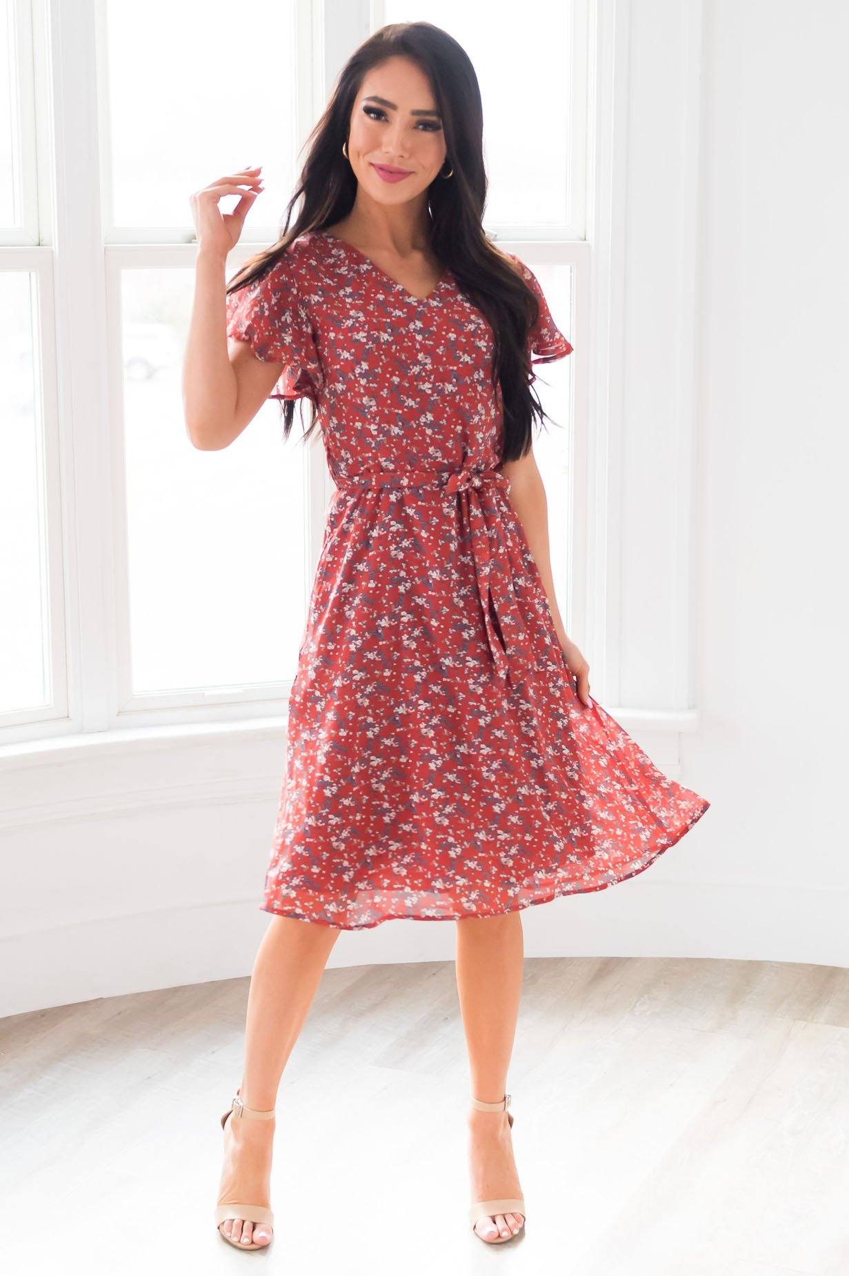 The Hadley Modest Mid-Length Dress - NeeSee's Dresses