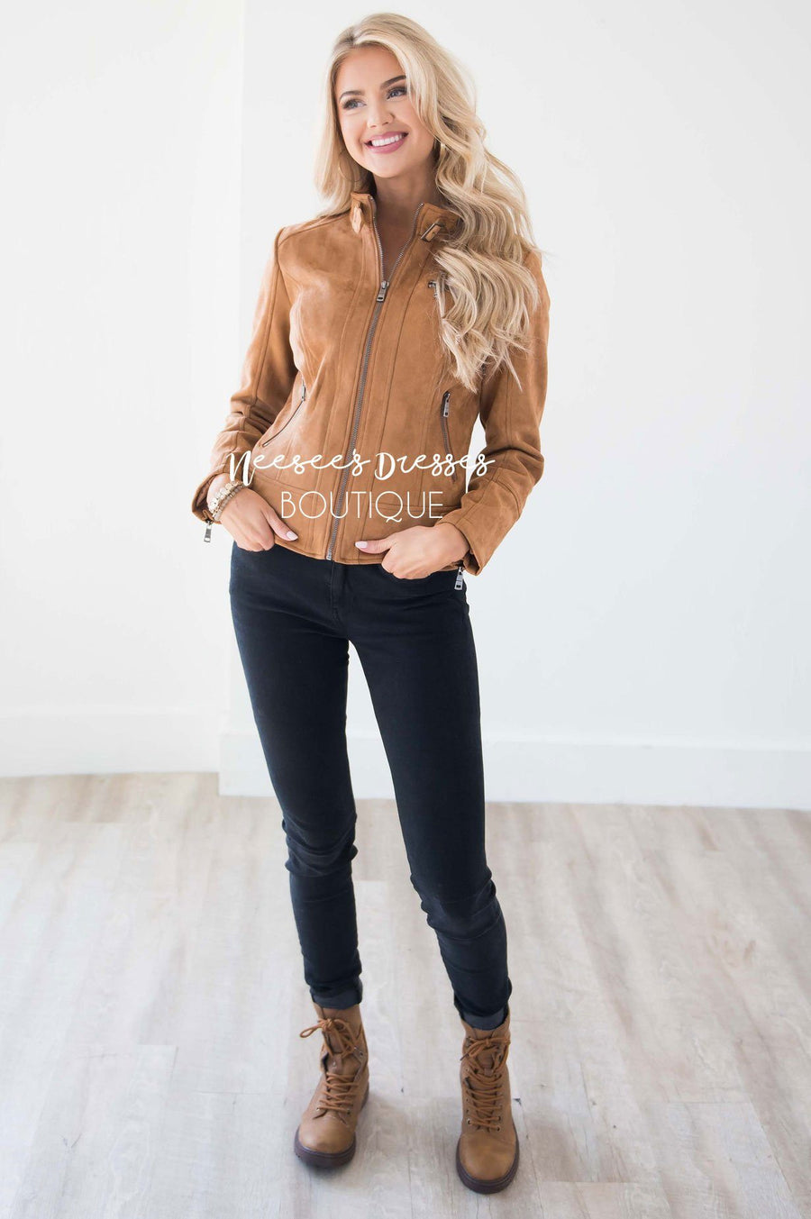 Weekend Moto Faux Suede Jacket Tops vendor-unknown 