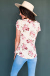 Striped Floral Chiffon Top Tops vendor-unknown