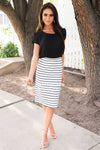 Yesterday Memories Striped Pencil Skirt Skirts vendor-unknown